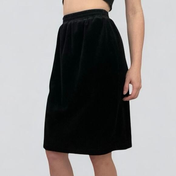 SK & Company Vintage Black Velvet Midi Skirt - Picture 1 of 6